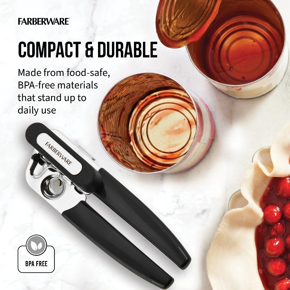 Portable Stainless Steel Can Opener with Black Handle
