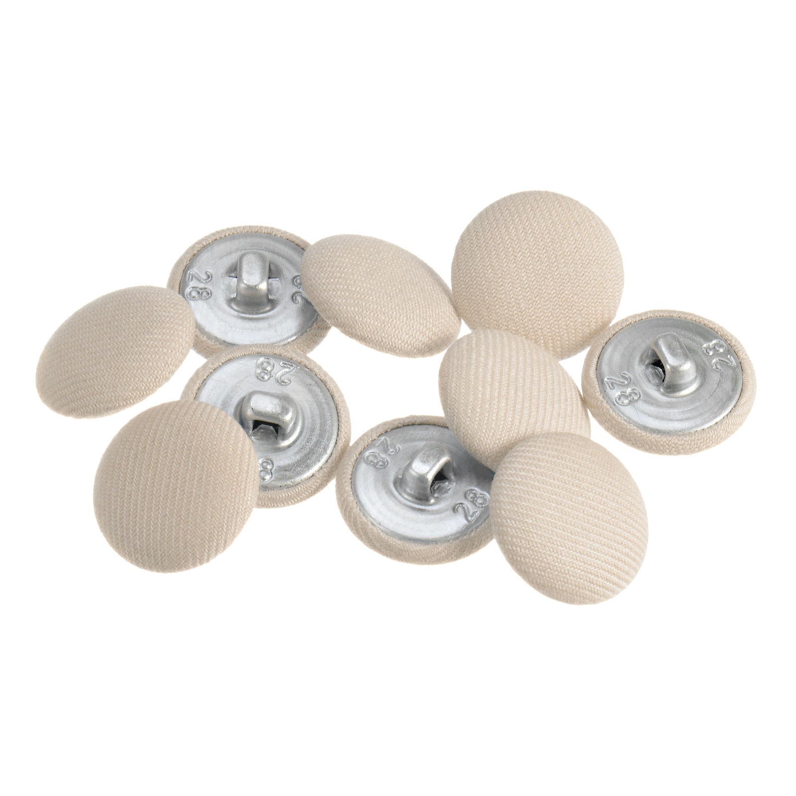 10pcs Fabric Cloth Covered Button 18mm Metal Round Sewing Buttons Beige