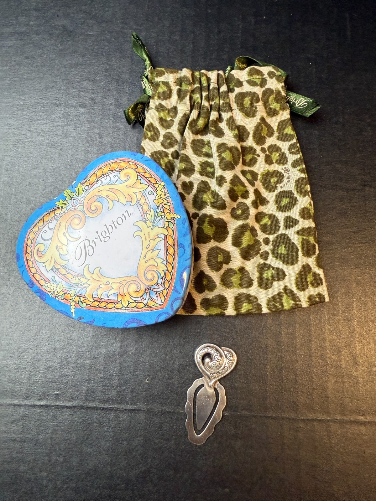 Brighton Decorative Heart-Shaped Bookmark Clip w/Bag and Heart Tin