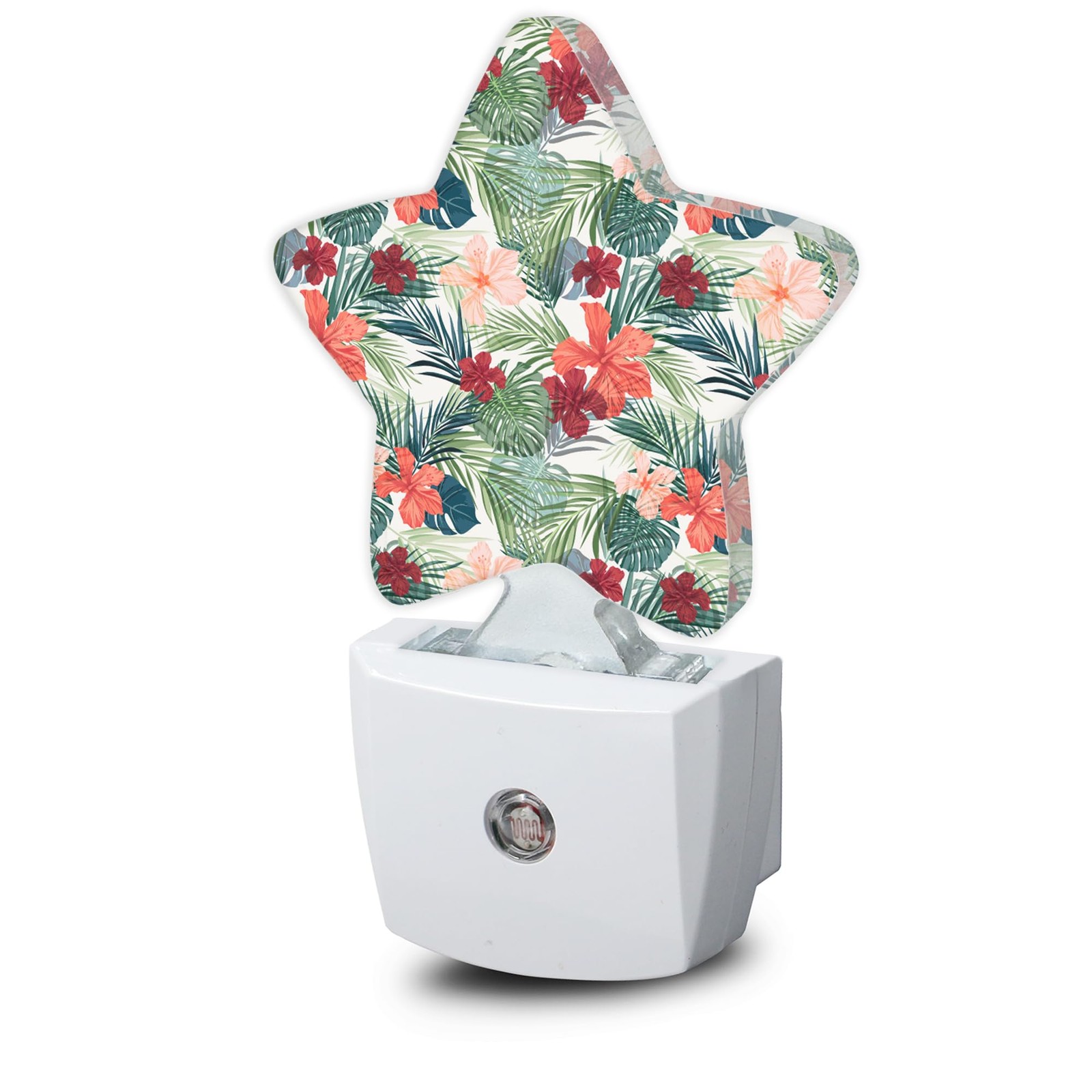 Tropical Plants Hibiscus Flowers Night Light Plug-in Dusk to Dawn Smart Senso...