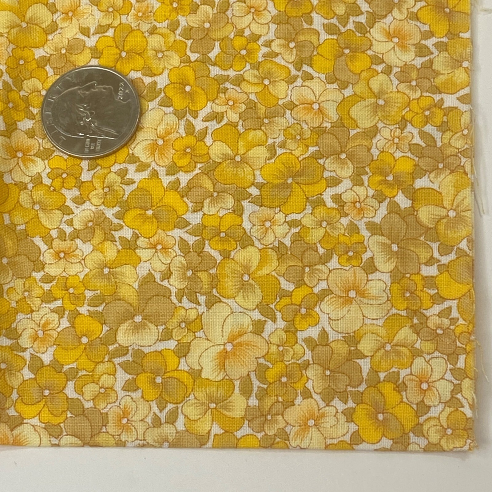 1/2 Yard Cut Quilting Fabric Benarex Yellow Floral Flowers International Crafts