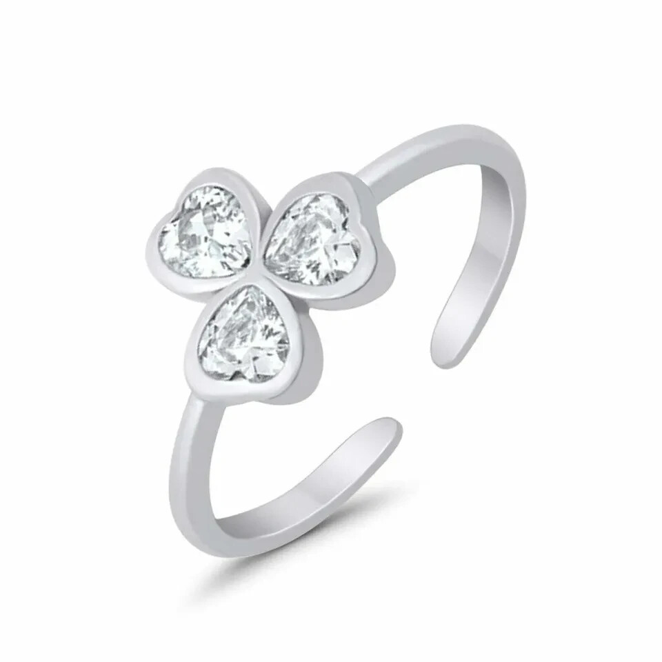 0.15Ct Heart Cut Simulated Diamond Adjustable Toe Ring 14K White Gold Plated