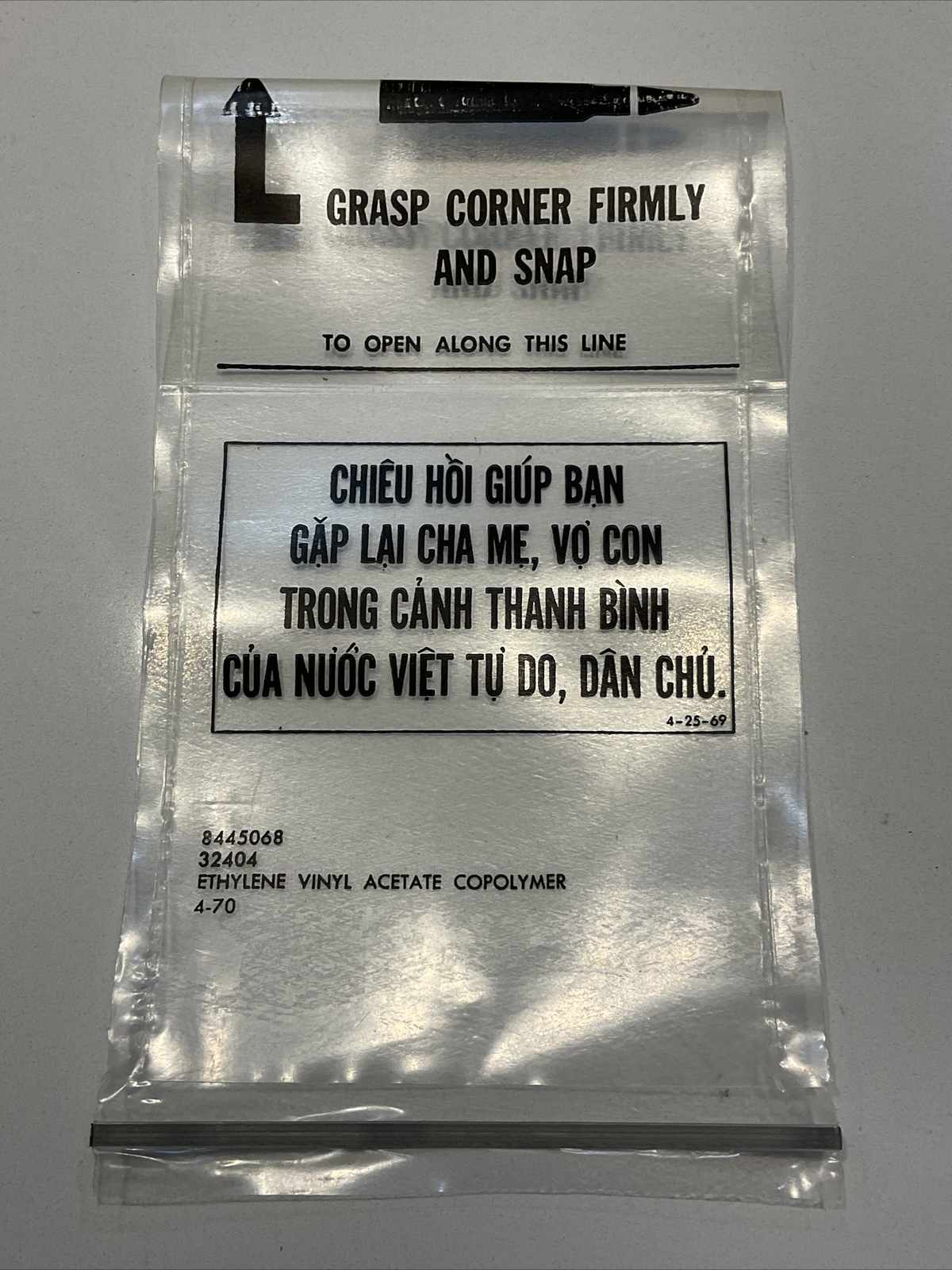 Dated 1970 U.S. Army Military Vietnam Era  Magazine Protective Plastic Bag