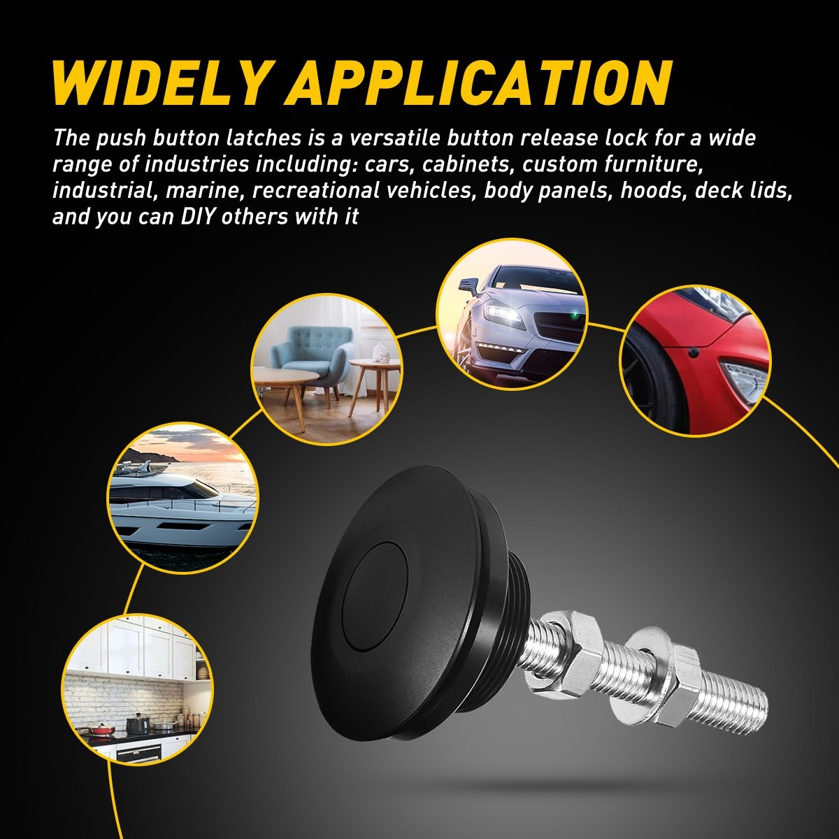 10 Pack Push Button Quick Release Hood Pins Bonnet Lock Clip Latch Bumper Kit EK