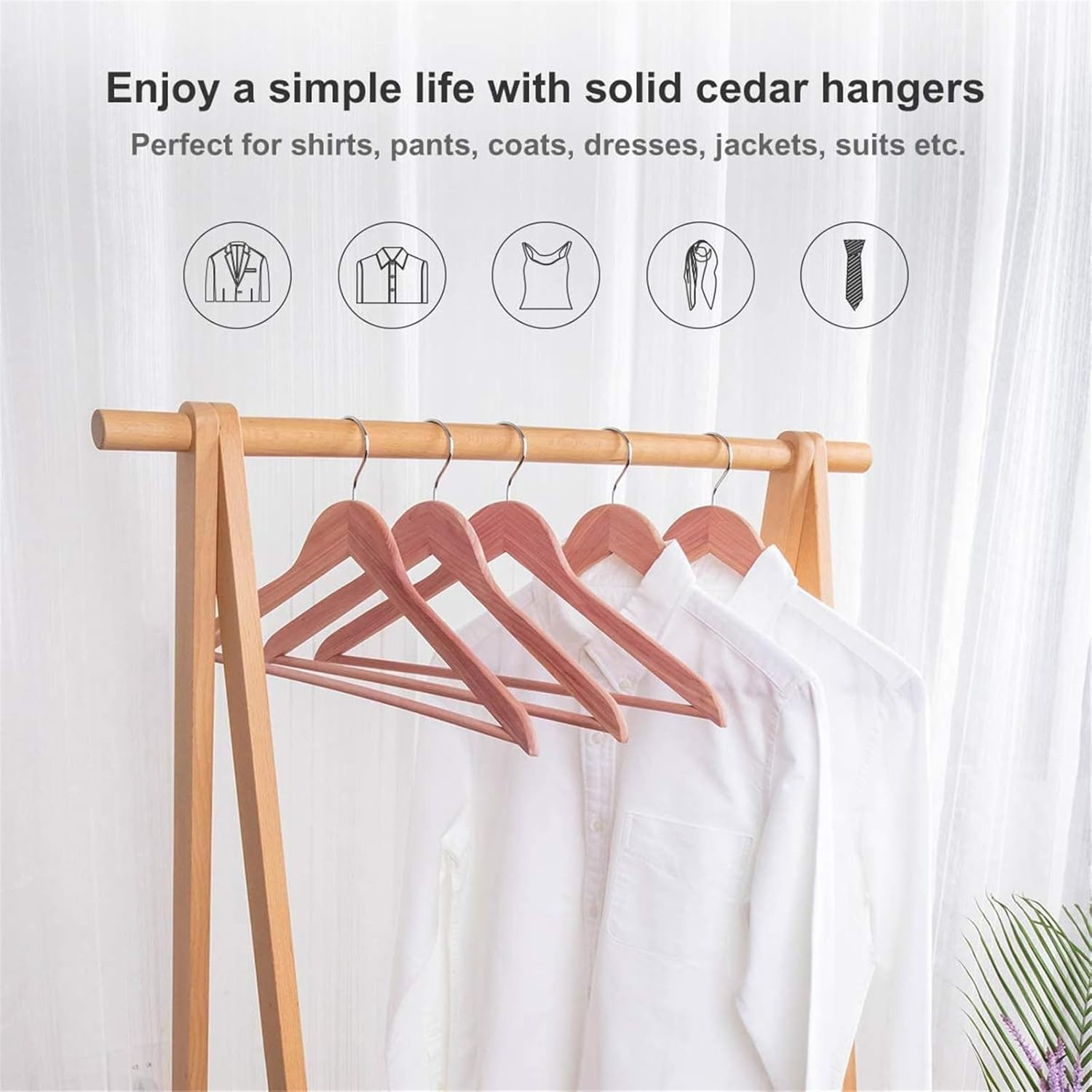 Solid Cedar Hangers 12 Pack Sturdy Wooden Hangers with 360 Degree Swivel Hook