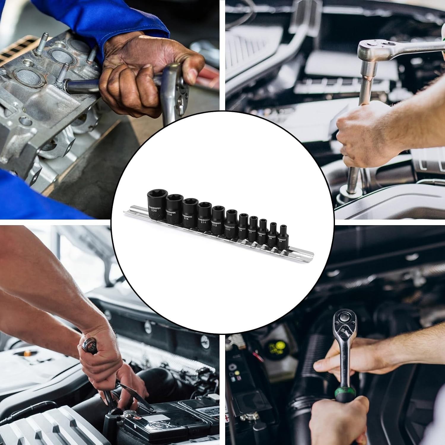 Comprehensive 11PC Chrome Vanadium E-Torx Socket Set with Black Phosphate Finish