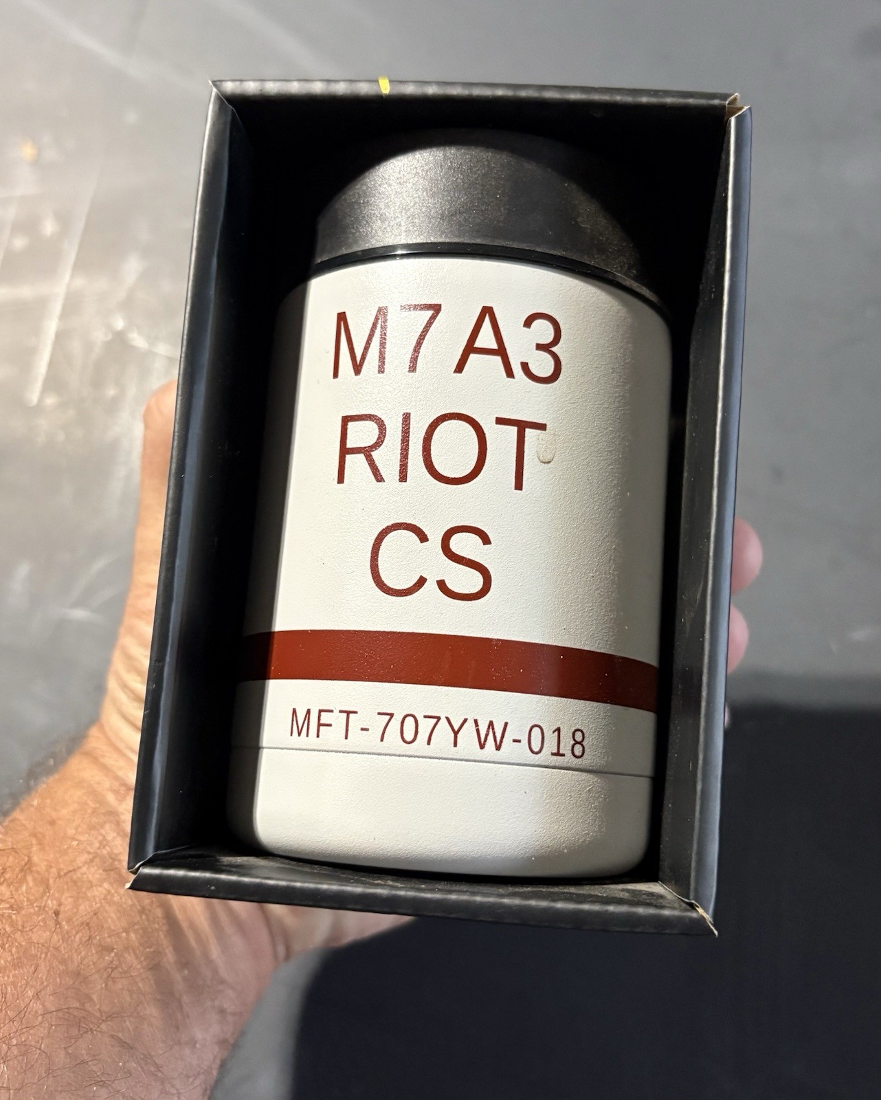 Mission First Tactical Koozie - CS Riot Gas Replica - New! Steel For 12 Oz Cans