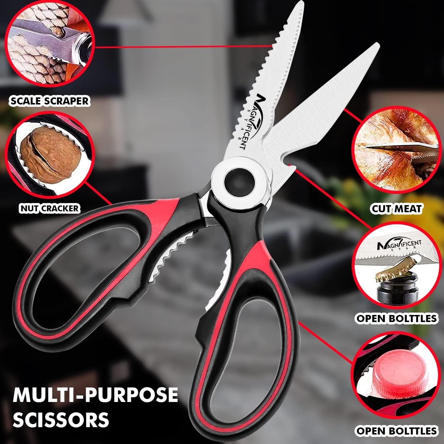 Professional Kitchen Shears with Safety Cover - Sharp and Versatile Tool for All