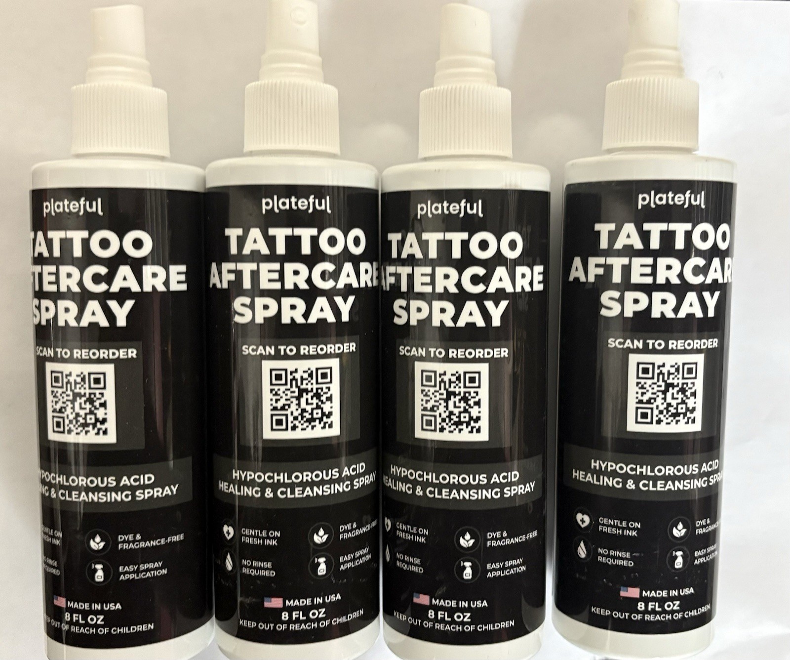 4 PK Tattoo Aftercare Healing Spray Hypochlorous Acid (HOCl) Tattoo Care NO CAPS