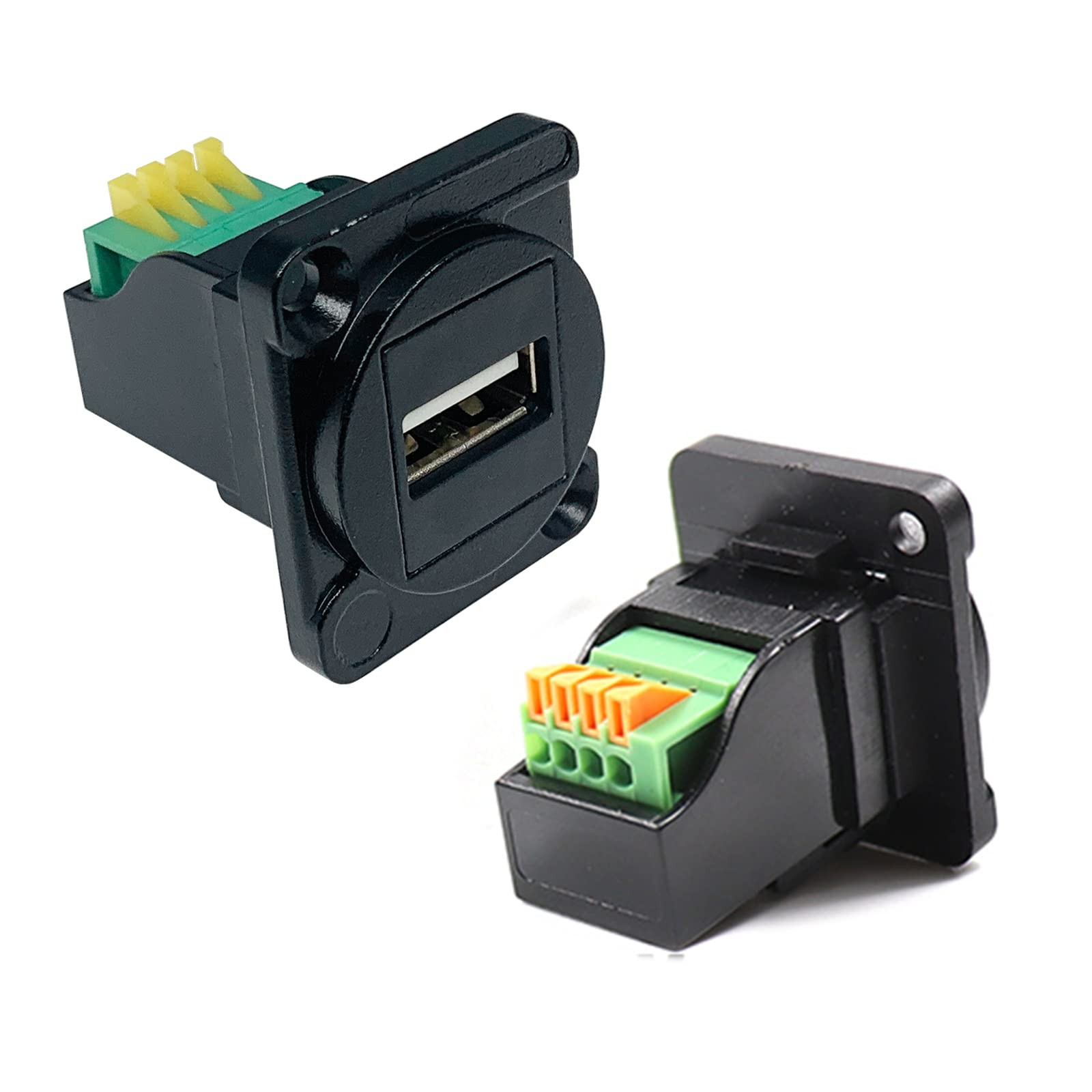 PENGLIN 2PCS USB2.0 Panel Mount Terminal Connector,USB 2.0 Type A Silver