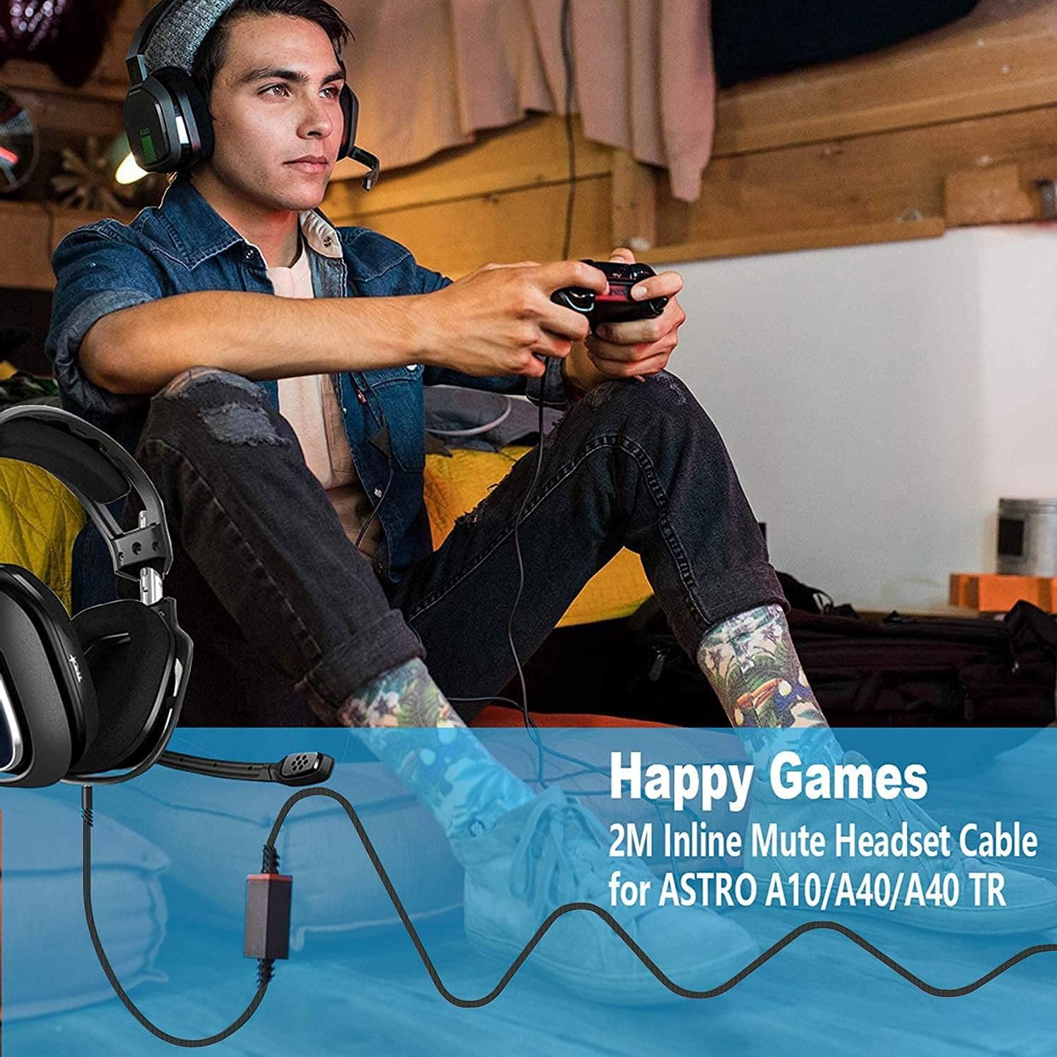 LecLooc Replacement A40 Cord Compatible with Astro Headset, Inline Mute...