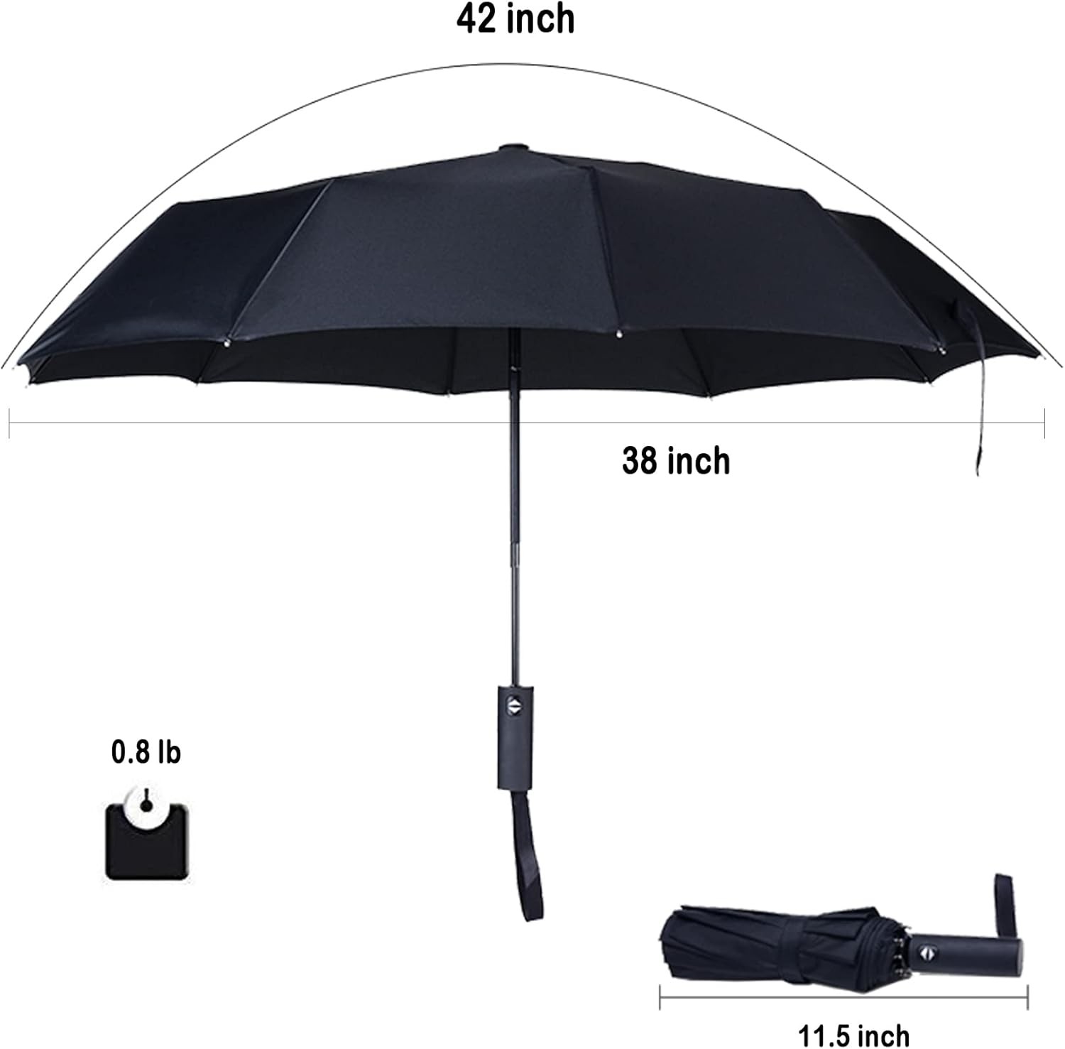 Travel Essentials Umbrella Windproof Compact Collapsible Light, Automatic, Stron