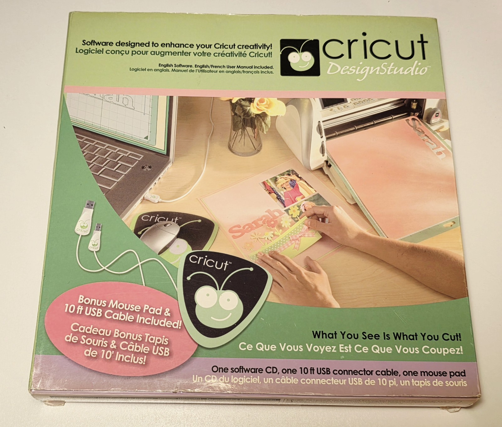 Cricut Provo Craft Design Studio Bonus Pack CD Mouse Pad & USB Cable