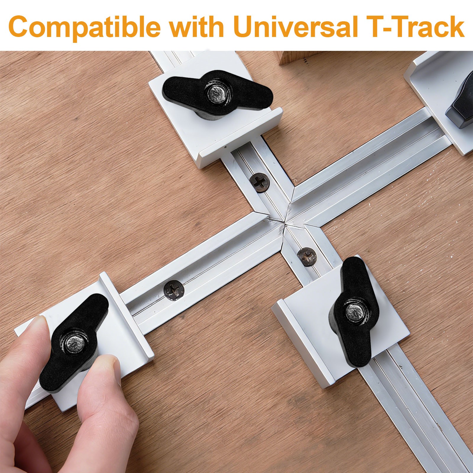 4PCS T-Track Stop Block Set w/ Bolts & Knobs Woodworking Fence Positioning Tool