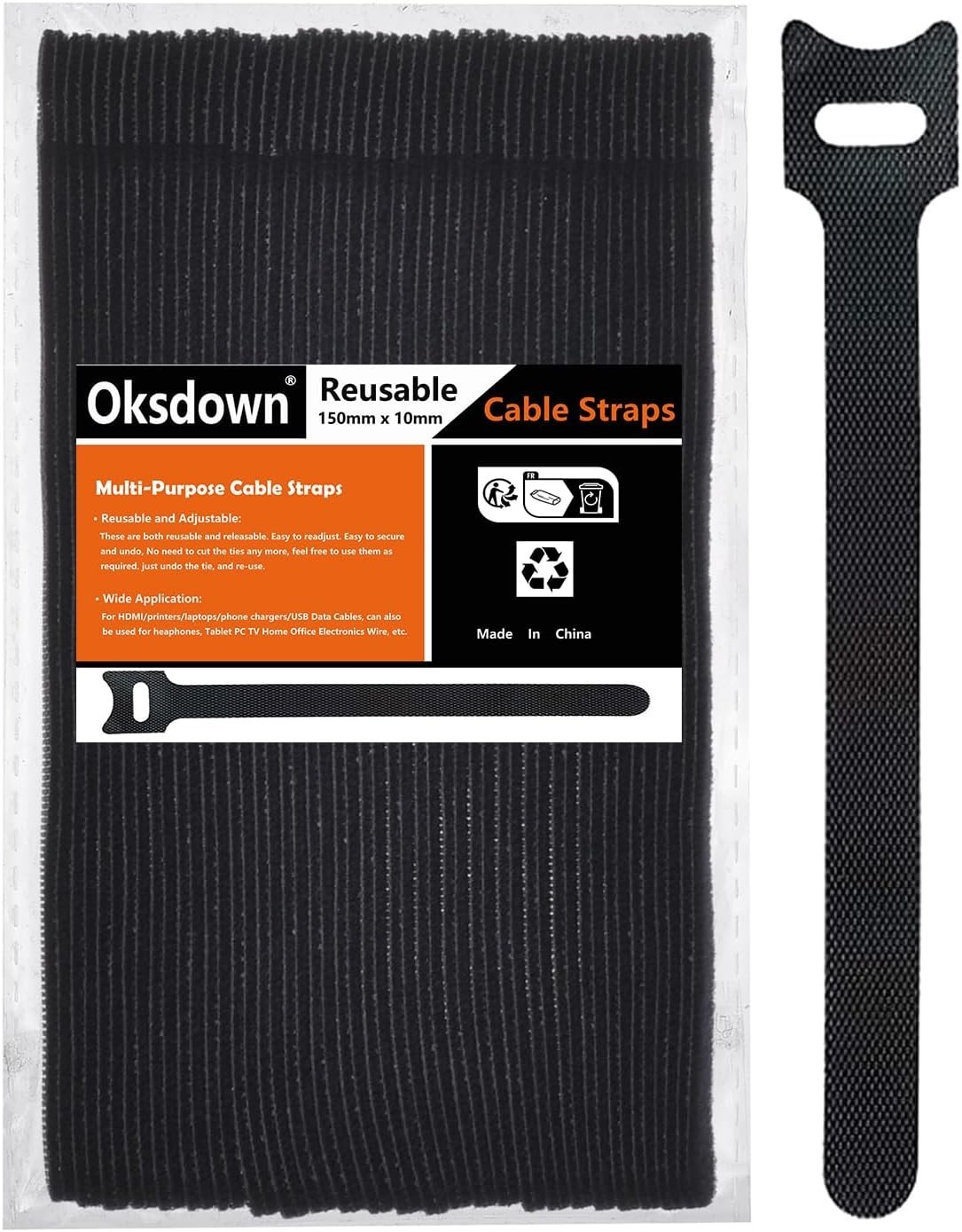 High-Quality 6-Inch Reusable Cable Ties - 50 Count Black Wire Management Straps