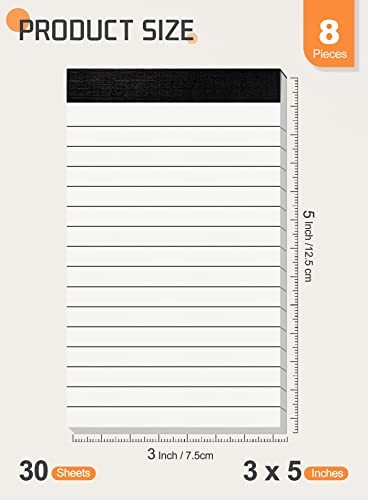 Small Note Pads 3x5 Notepads Mini Pocket Notebook 3 x 5 Inch 8 Pack-30 Sheets