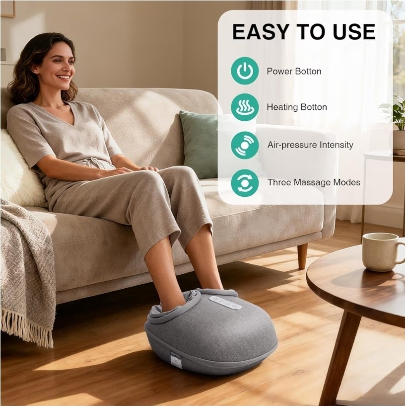 Medcursor Foot Massager Machine W/Heat Deep Kneading Rolling Air-Compression