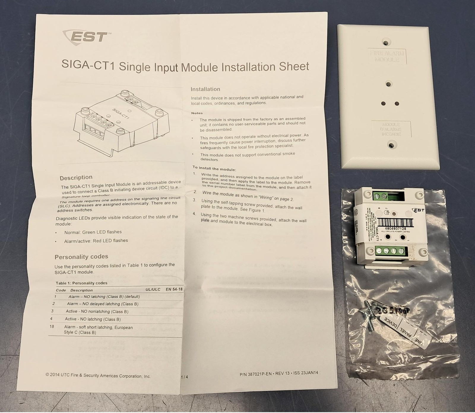 Edward - SIGA-CT1 - Single Input Module for Fire Alarm System - NEW