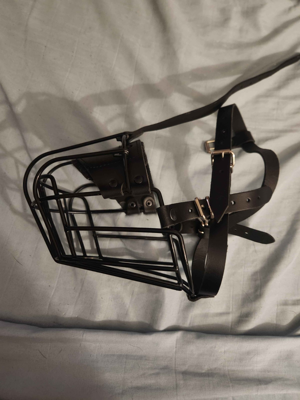 Large Metal Leather Dog Muzzle for Aggressive, Untrained, or Impulsive XL Dog