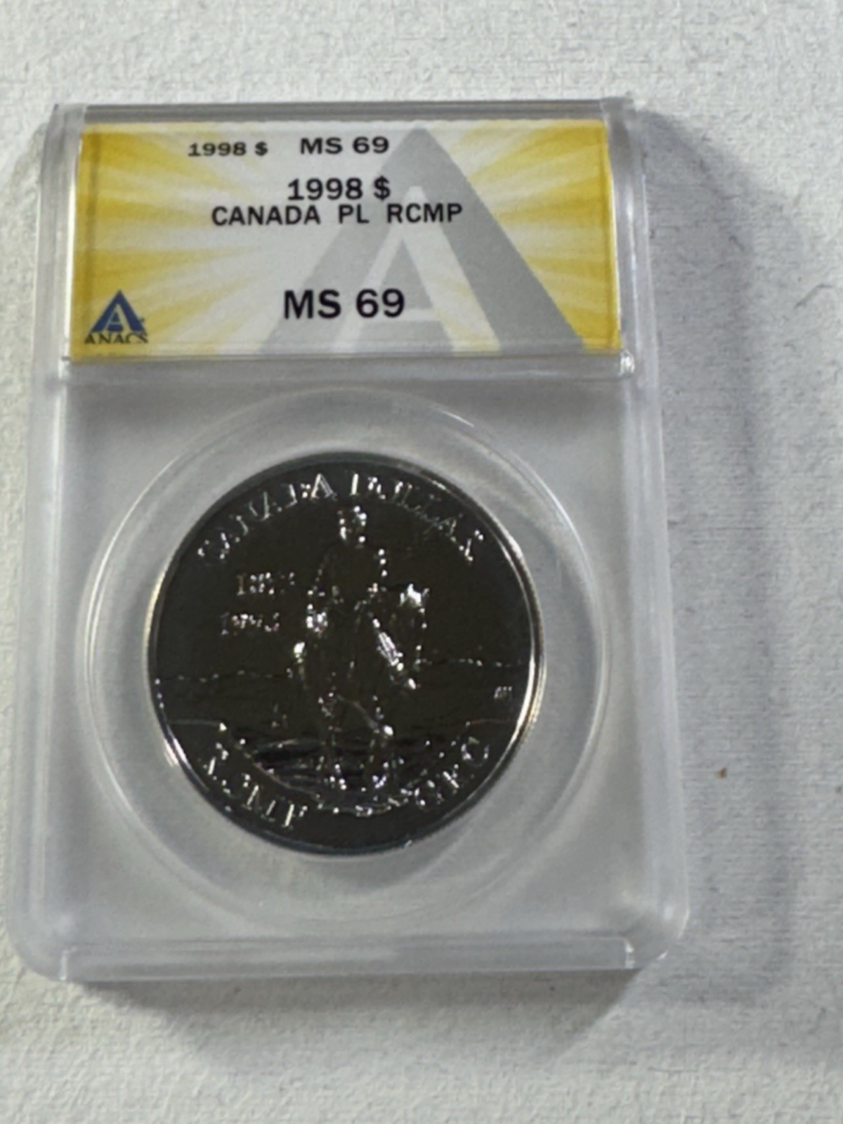 1998 Canada Silver $1 RCMP Graded MS 69 by ANACS Proof Like