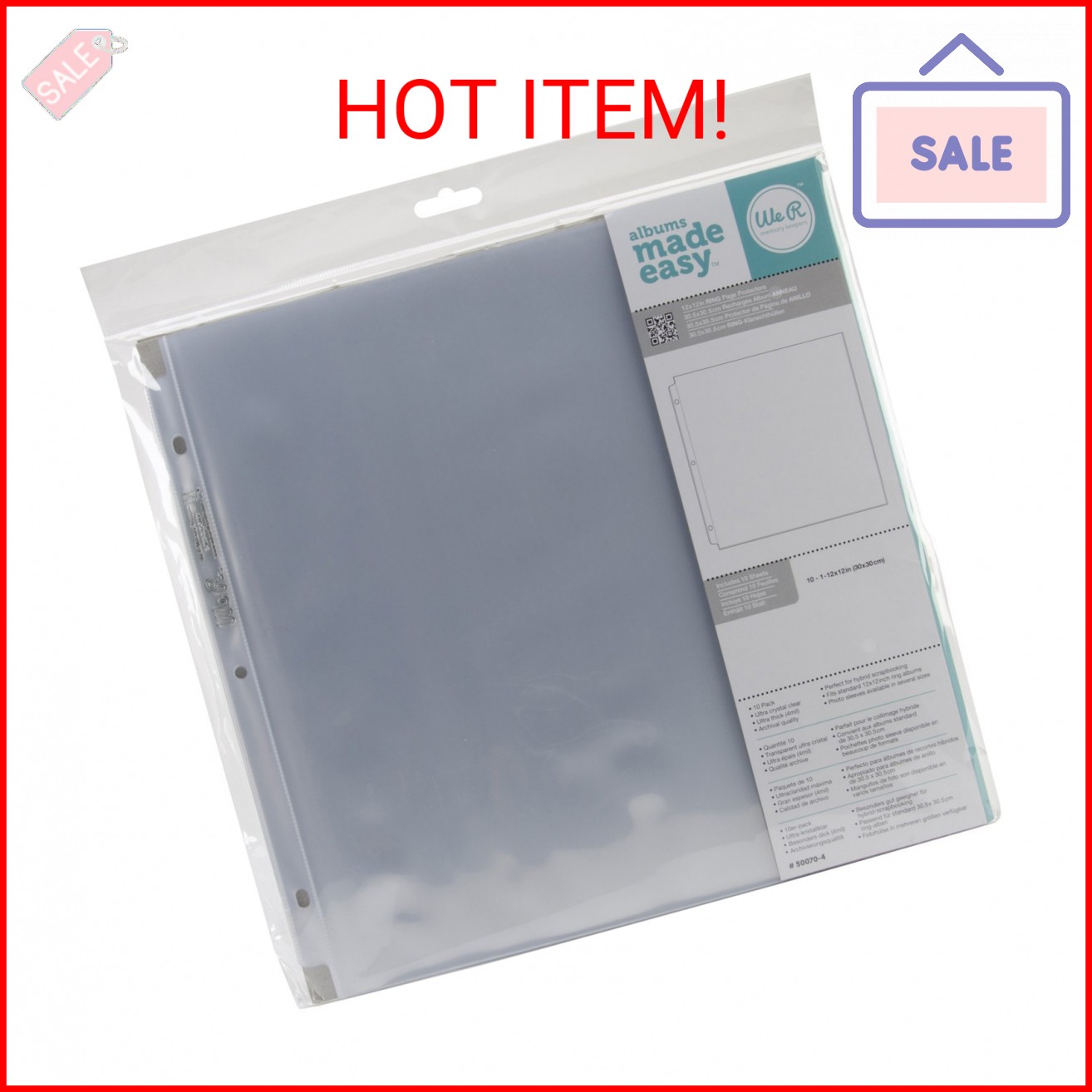 We R Ring Photo Sleeves 12"X12" 10/Pkg-Full Page