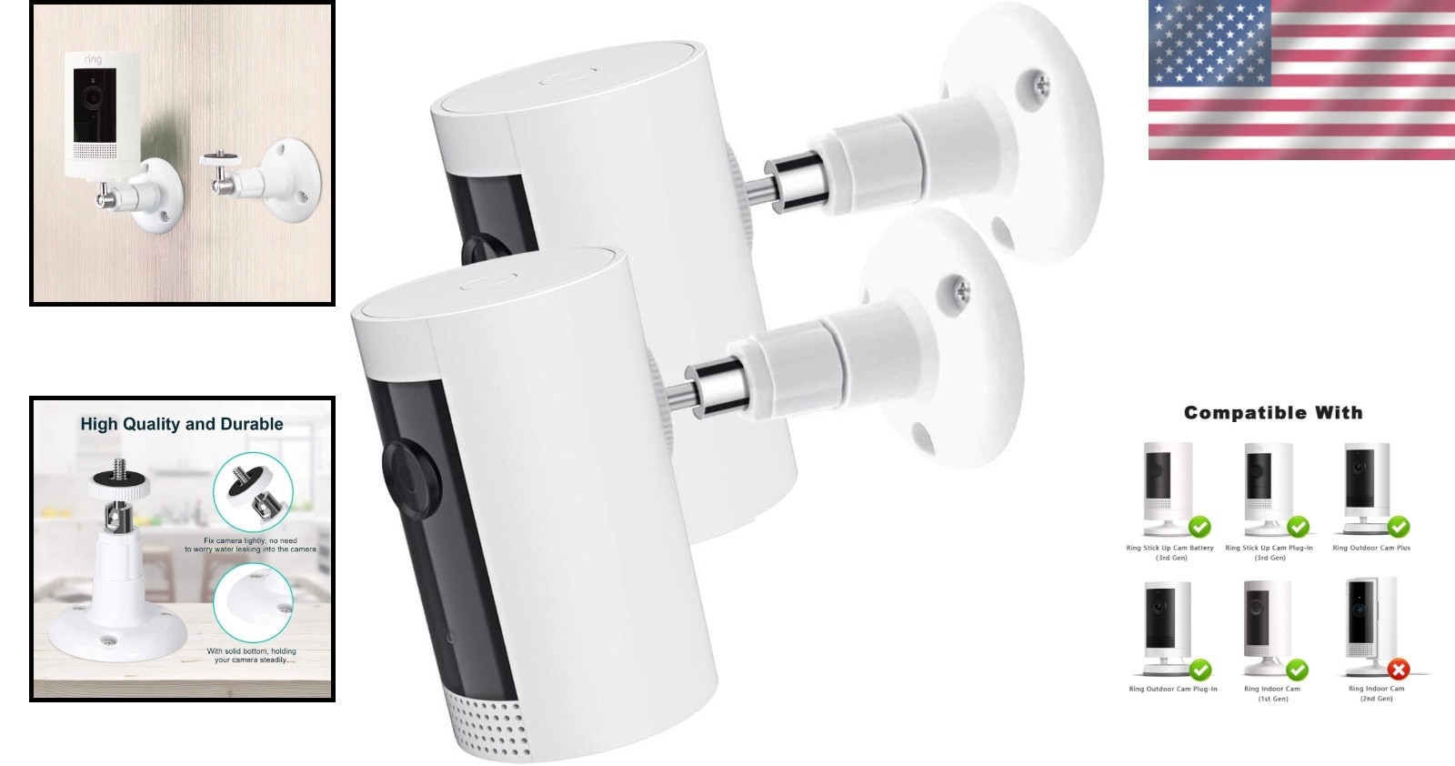 2-Pack Adjustable Camera Wall Mount for R-ing Stick Up and Security Cameras
