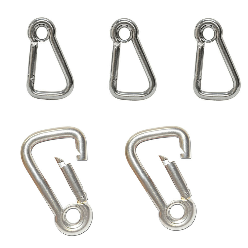 5 PC Marine Carabiner Clip Spring Snap Link Hook Eyelet 5/16" Stainless Steel