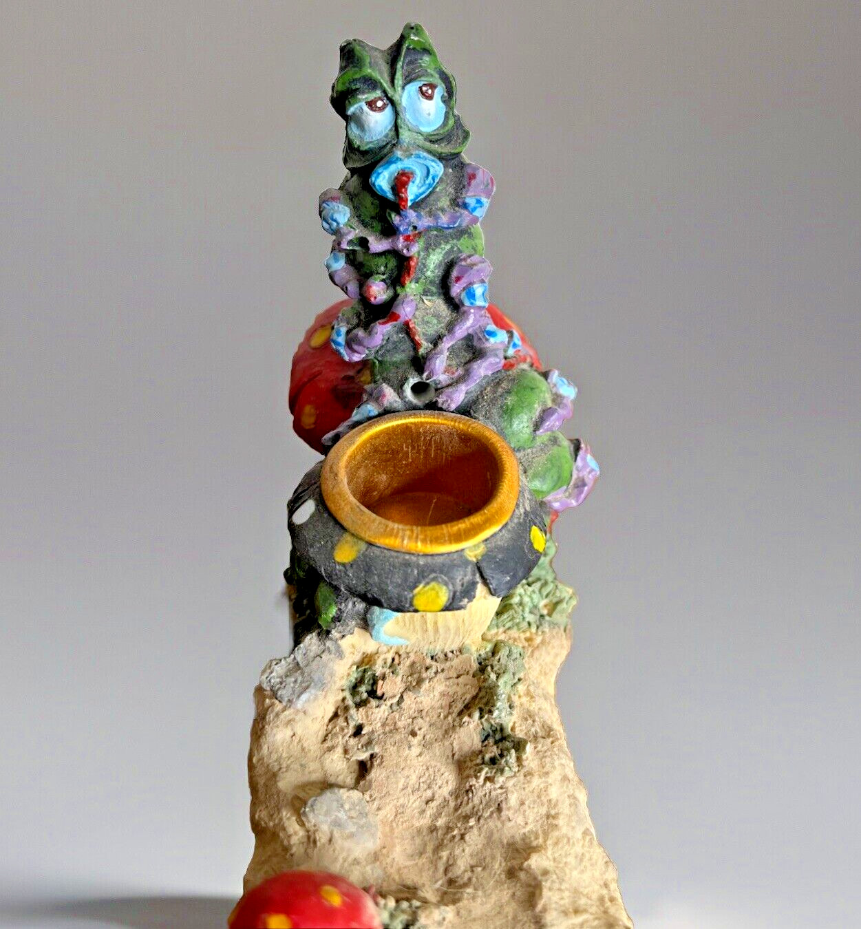 J.D. Dollen Alice In Wonderland Shroom Incense Burner Handmade 12 inch Vtg 2004