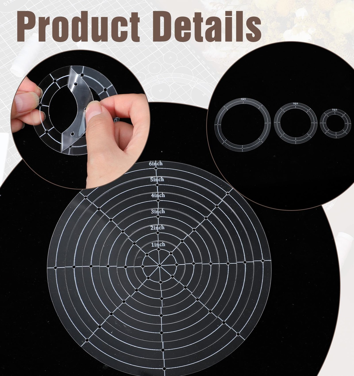 6Pcs Circle Templates for Quilting, Acrylic Circle Stencils for Patchwork DIY...