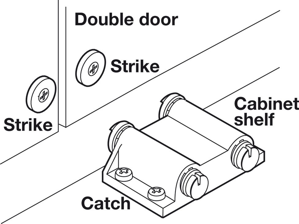 Hafele 245.80.320 Black Magnetic Pressure Push Latch, Double, 0.5 kg Pull