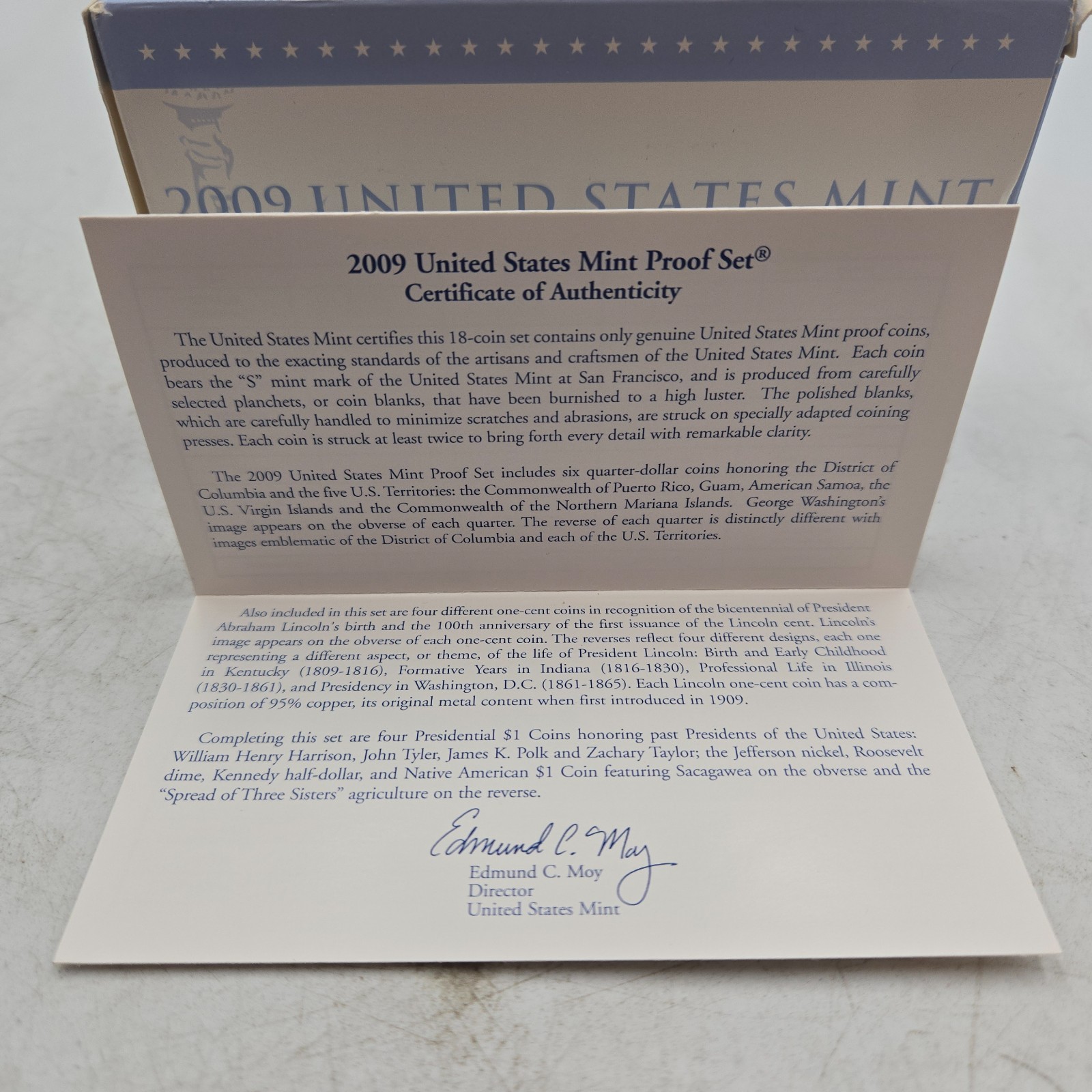 2009 US Mint Proof Set in OGP with COA. 18 coins