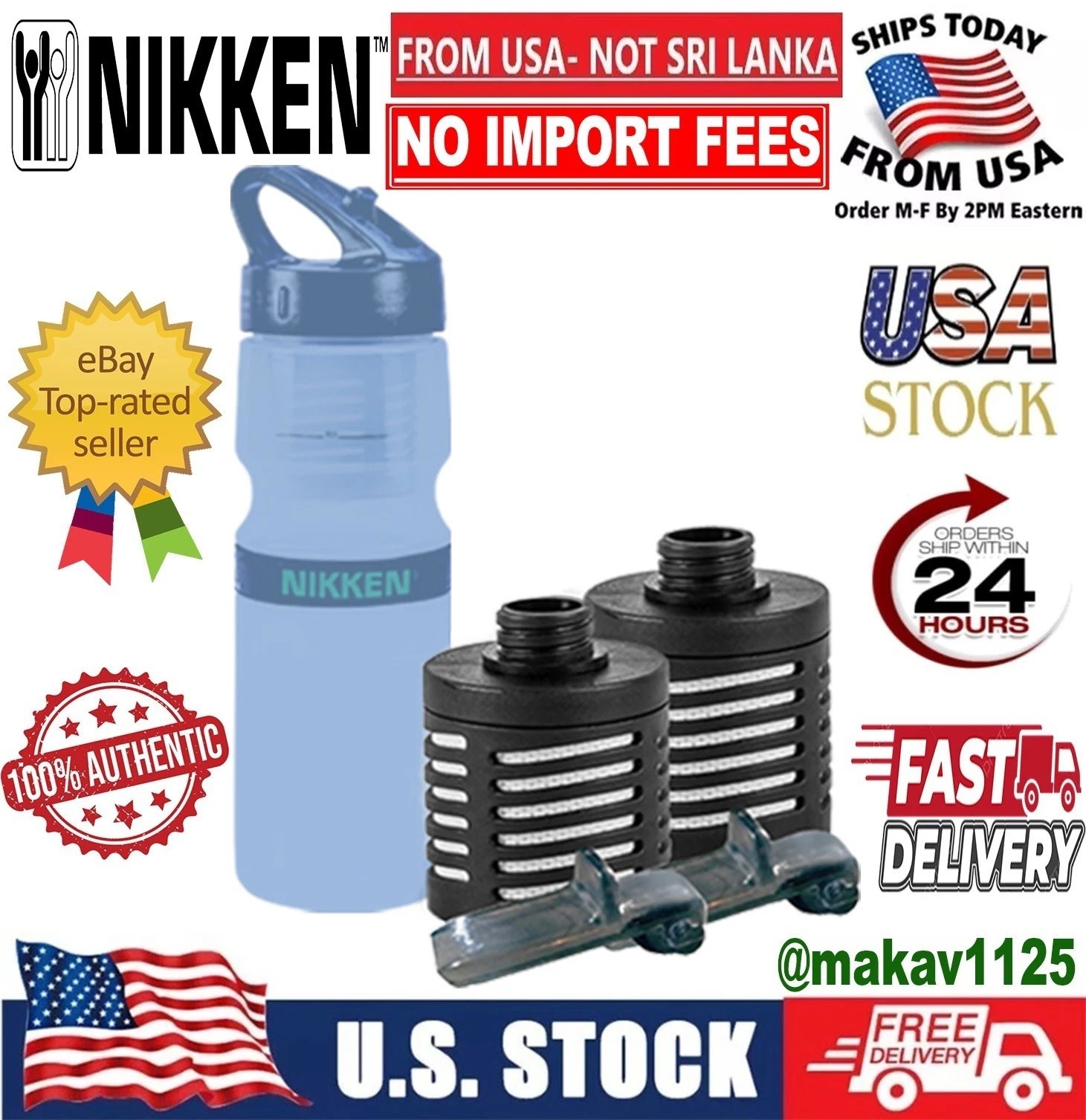 2-pk Nikken PiMag Sport Bottle Water Filters - New/Sealed! 🔥Authentic🔥
