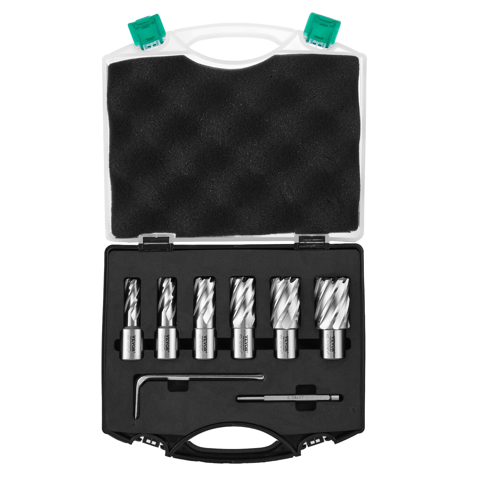VEVOR Annular Cutter Set HSS Magnetic Drill Bits 6 PCS Weldon Shank 1" Depth
