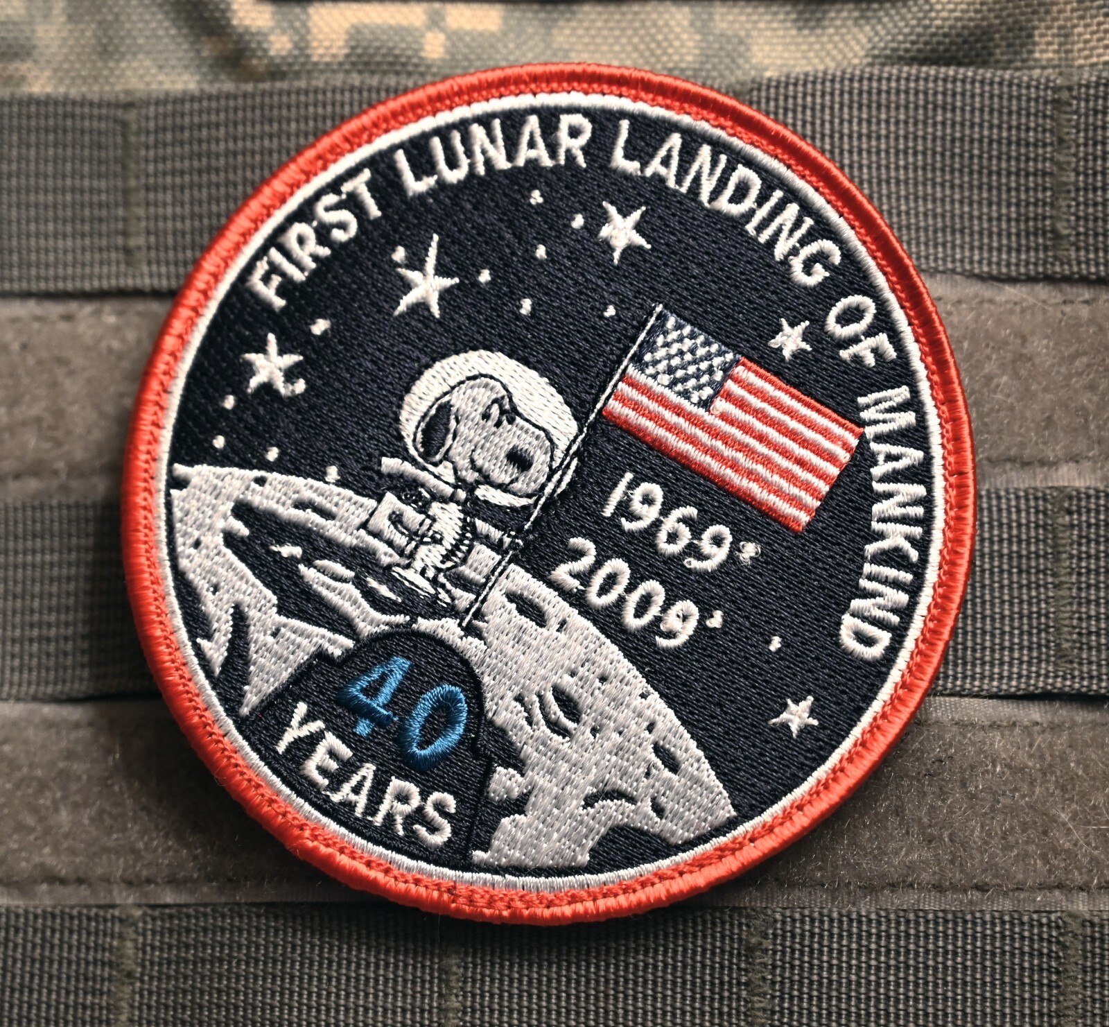 NASA APOLLO-11 ARMSTRONG MOON LANDING 1969-2009 40th-ANNIVERSARY Snoopy PATCH