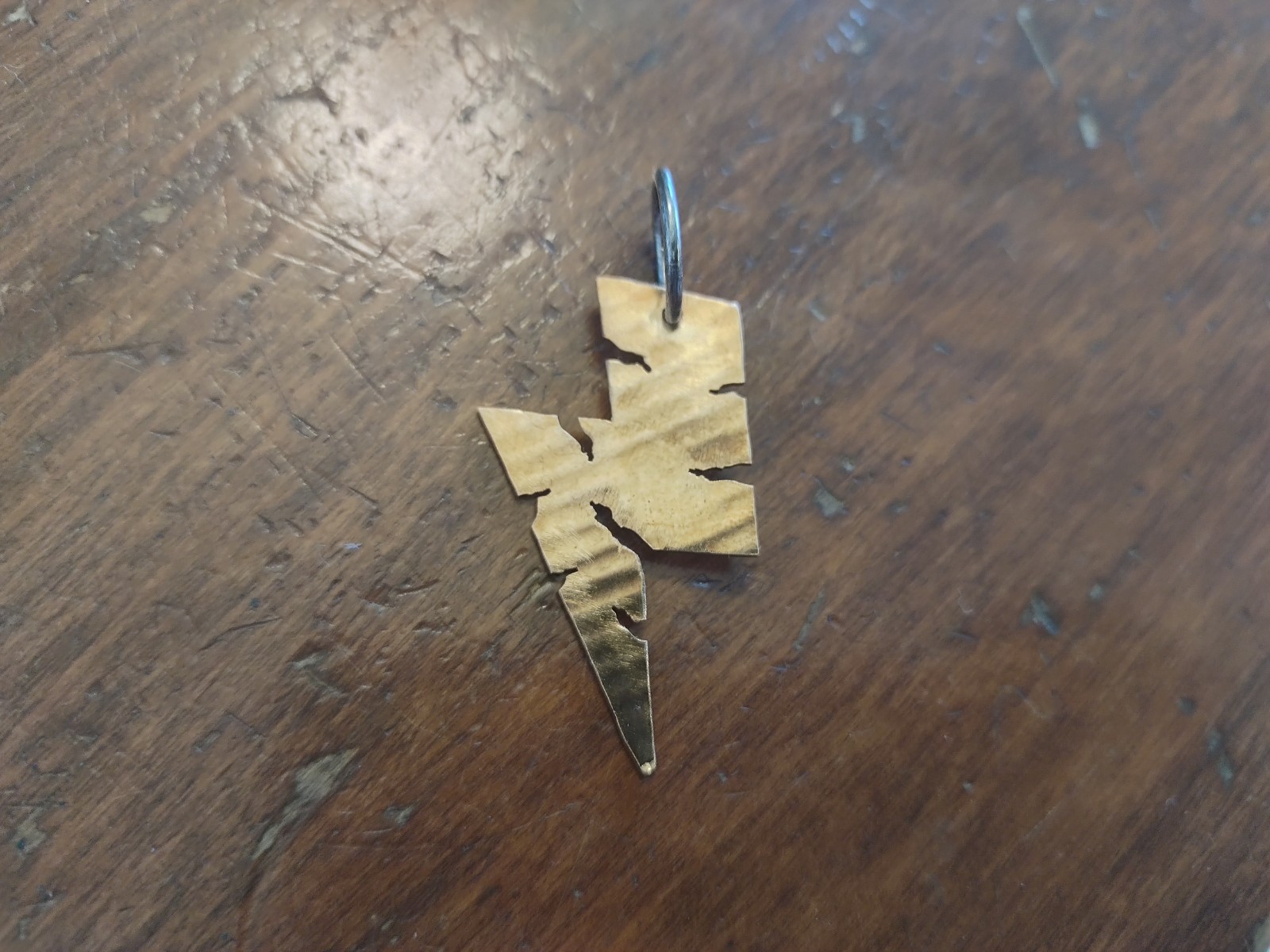 Custom Cymbal Metal Thunderflash Pend. w/ Sterling Loop, Hand Cut