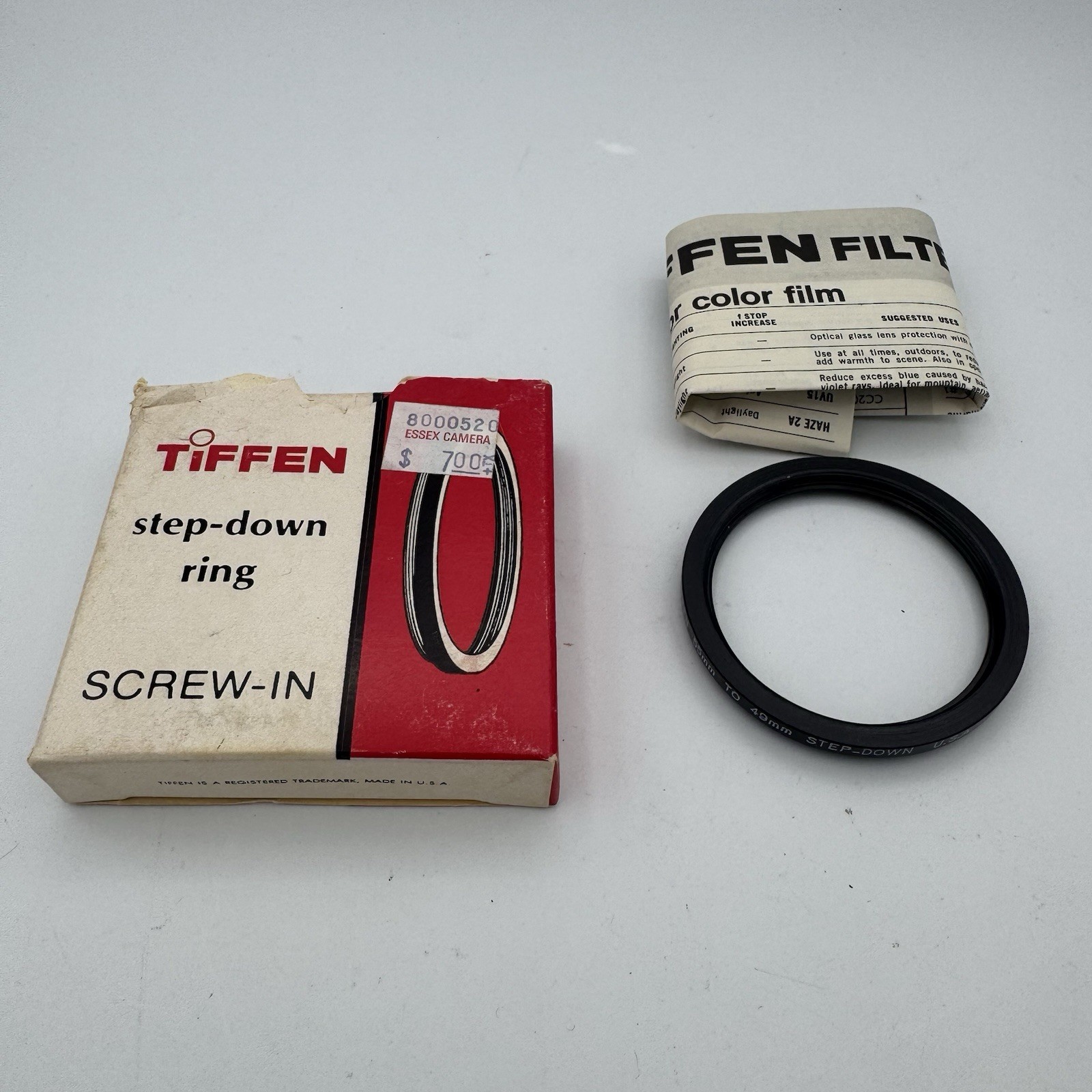 Vintage Tiffen Step-Down Ring 55mm to 49mm Screw-In w/ Manual – Made in USA