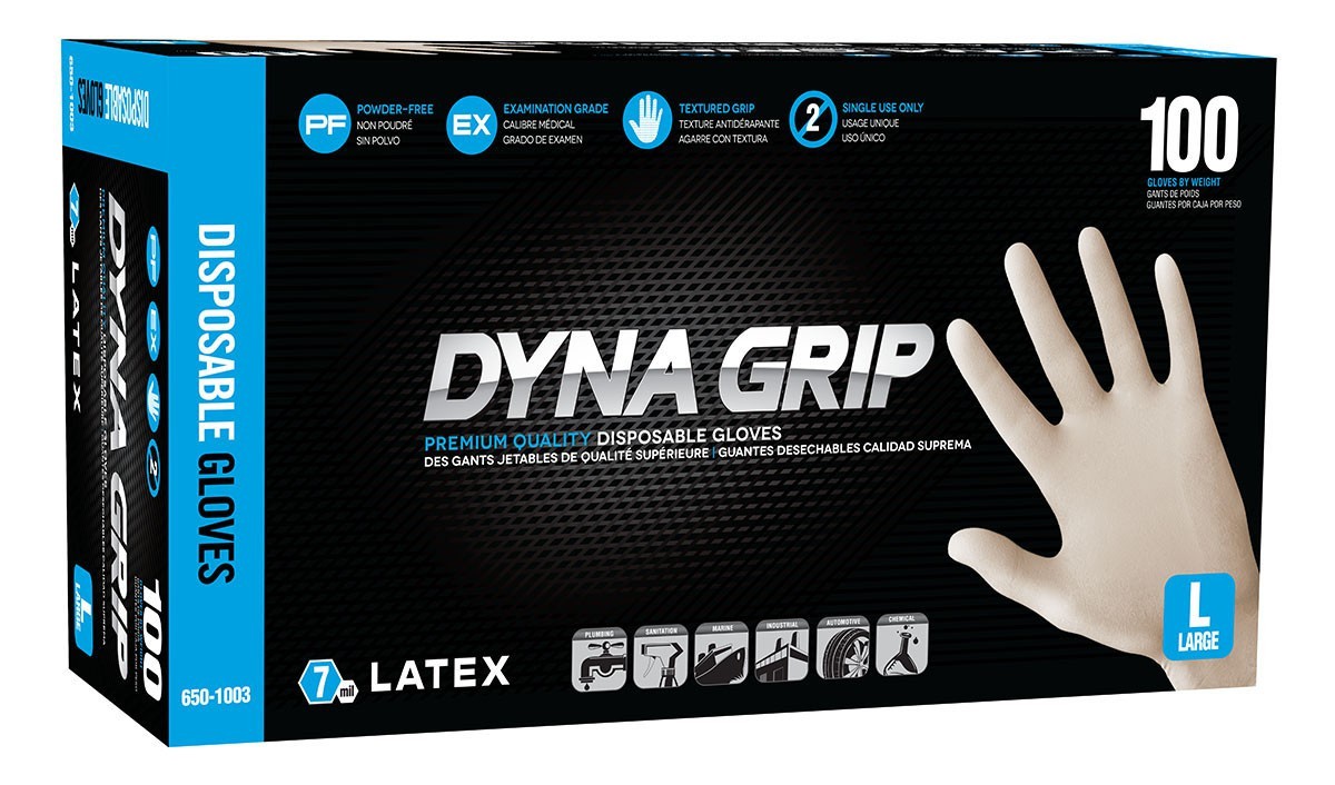 SAS Safety 650-1005 Dyna Grip Powder-Free Latex Glove XX-Large 100 qty