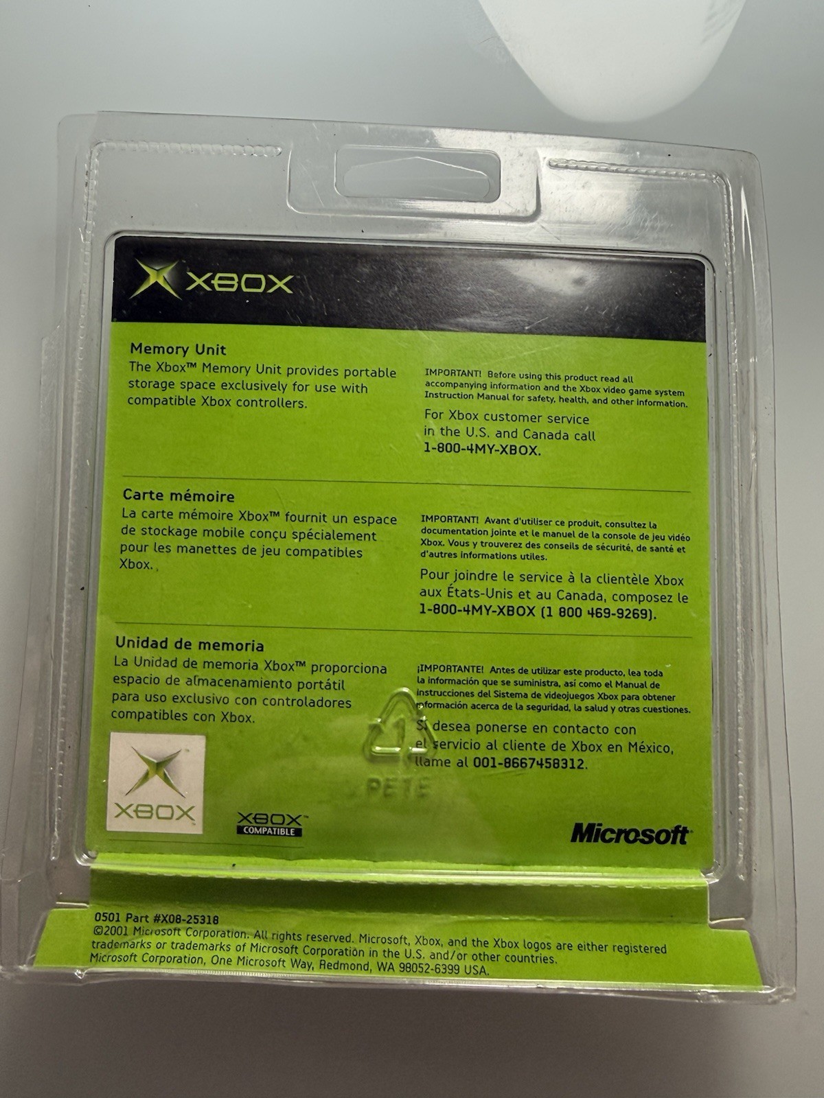 Original XBOX Memory Unit Blister Pack OEM Sealed X08-25318 Microsoft