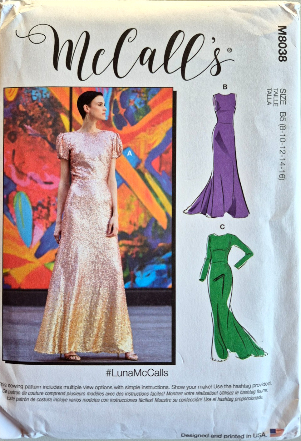 MCCALLS PATTERN 8038 DRESSES SPECIAL OCCASION  MISSES SIZES 8 10 12 14 16  NEW