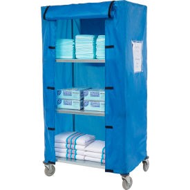 Nexel Galvanized Steel Linen Cart with Nylon Cover 4 Shelves 36""L x 18""W x