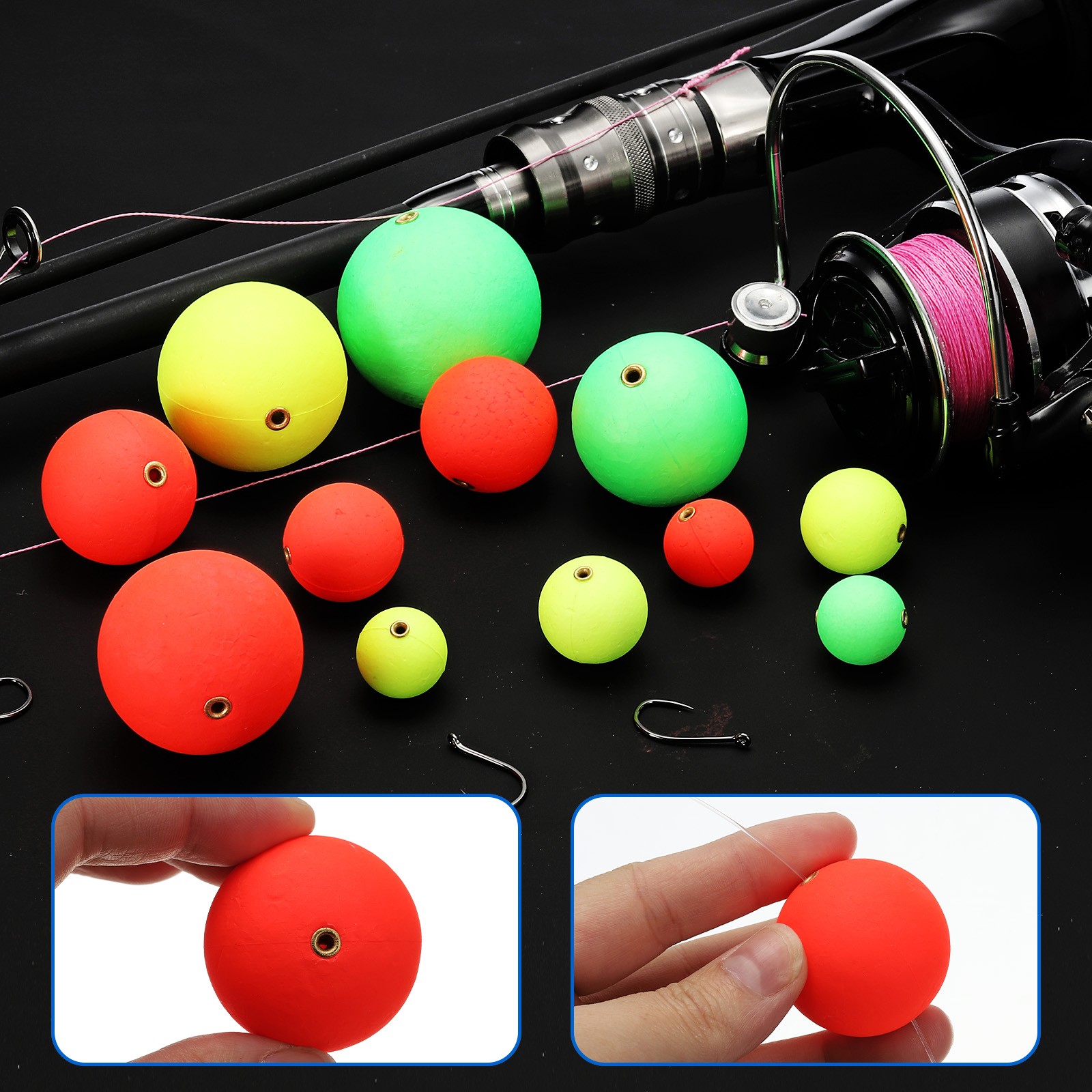 Fishing Bobbers Floats 1.2 Inch Dia, 10 Pcs Fishing Rig Float Slip Stopper, Red