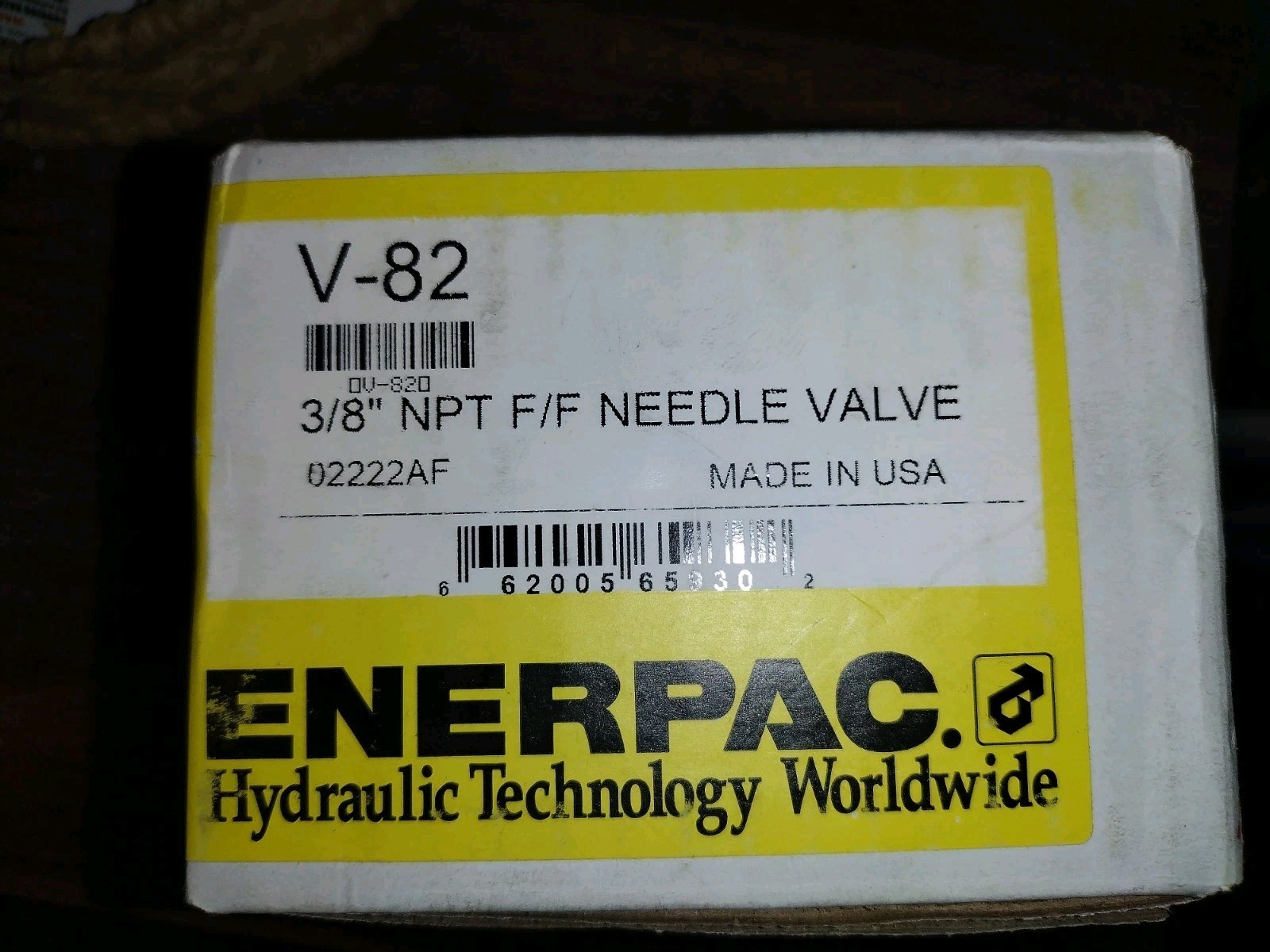 NEW In Box Enerpac V82 Needle Valve 3/8 in NPTF Oil Port FREE GIFT FAST SHIPPING