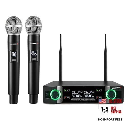 Wireless Microphone System, Upgraded 2.4GHz Rechargeable Professional AI
