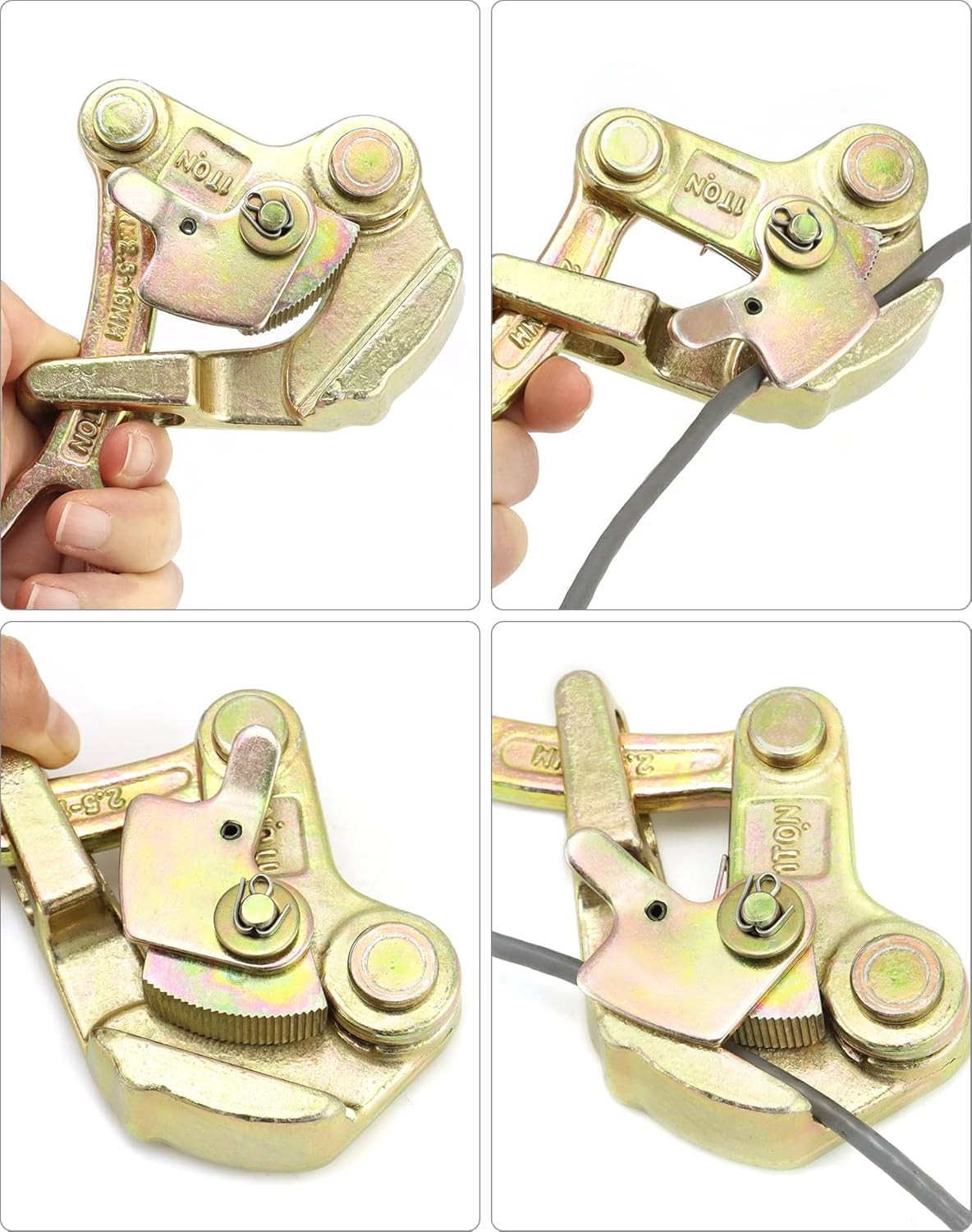QWORK 2 Pack 1 T Cable Grip Wire Grip Steel Rope Jaw Puller for Wire Rope, Pulli