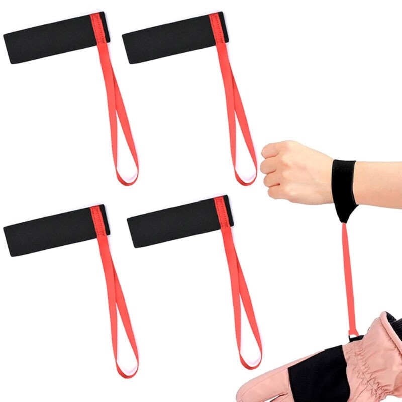 4 Pcs Handcuff Glove Straps Elastic Ski Glove Leash Sport Glove Safety Straps