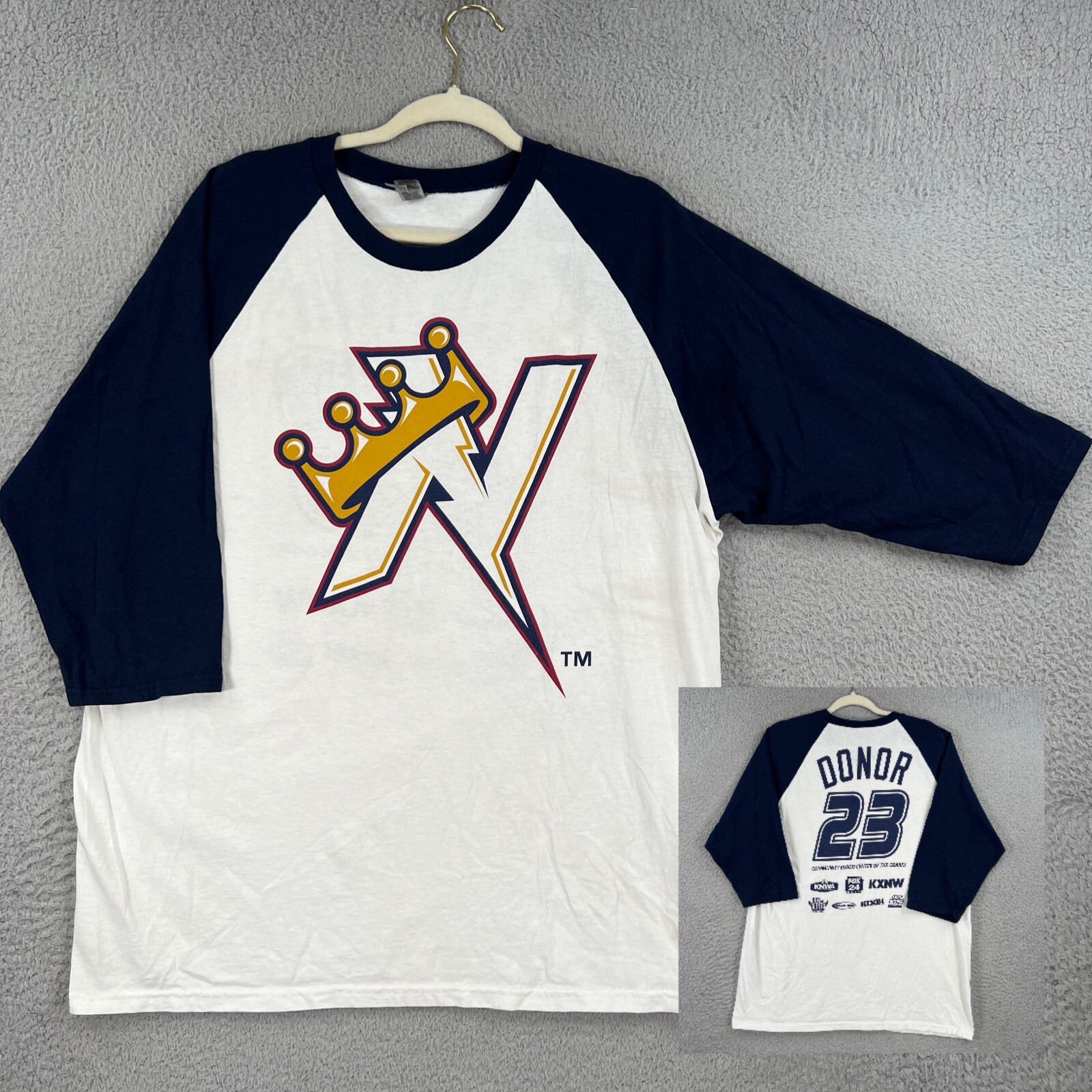 Northwest Arkansas Naturals 3/4 Sleeve Shirt MENS XL Donar #23 Royals Minor Leag