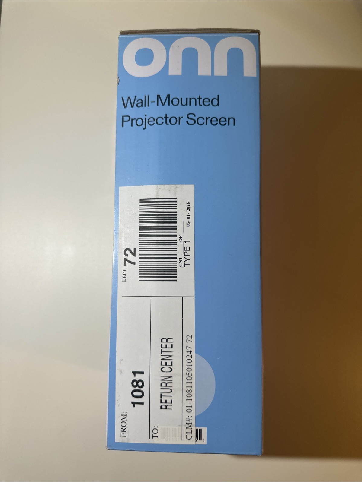 onn 120” Wall-Mounted Projector Screen Wrinkle Free Material White
