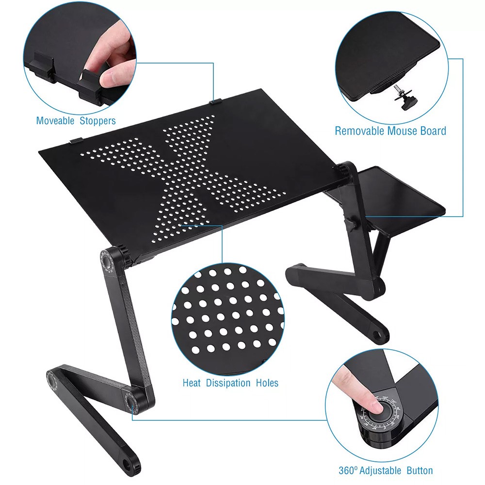 New 360° Adjustable Laptop Table Stand Lap Sofa Bed Tray Computer Notebook Desk