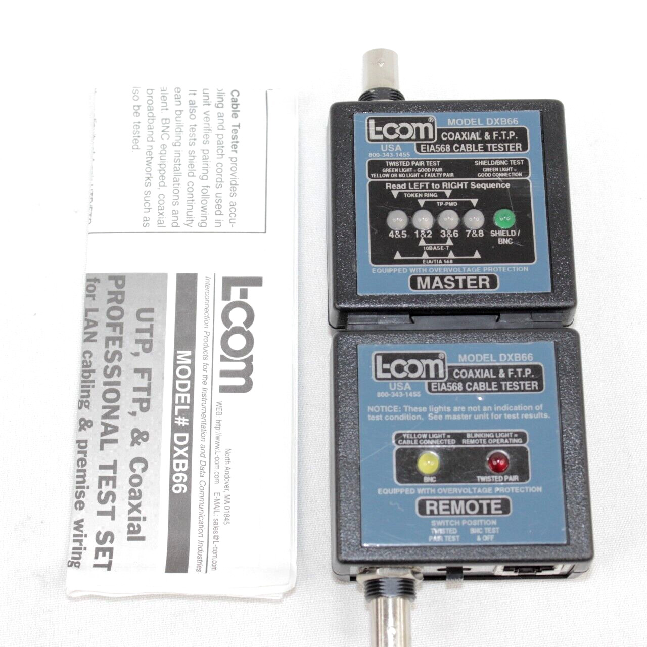 L-Com Model DXB66 UTP FTP Coaxial Professional Test Set for LAN Cabling & Wiring