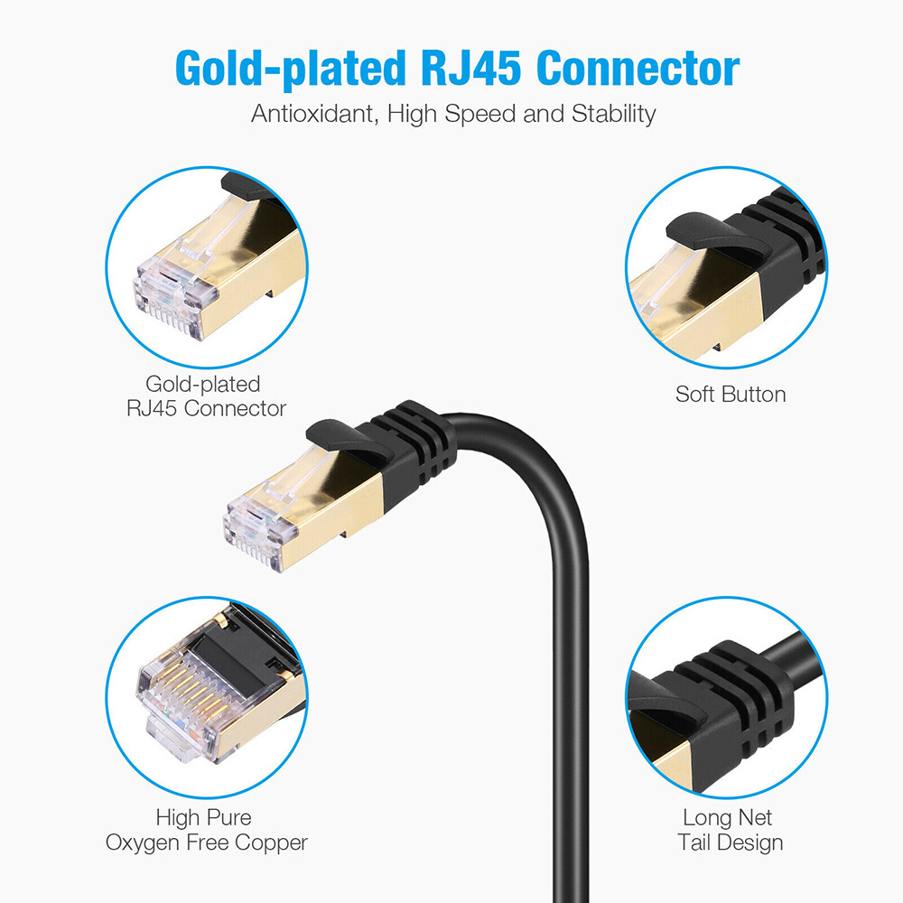 Cat 8 Ethernet RJ45 LAN Cable Super Speed 40 Gbps Patch Network Gold Plated Lot